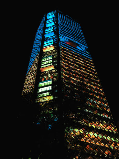 illuminated tower stock photo