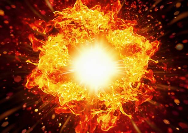 爆発する火のリングの3dイラスト - 爆発 ストックフォトと画像