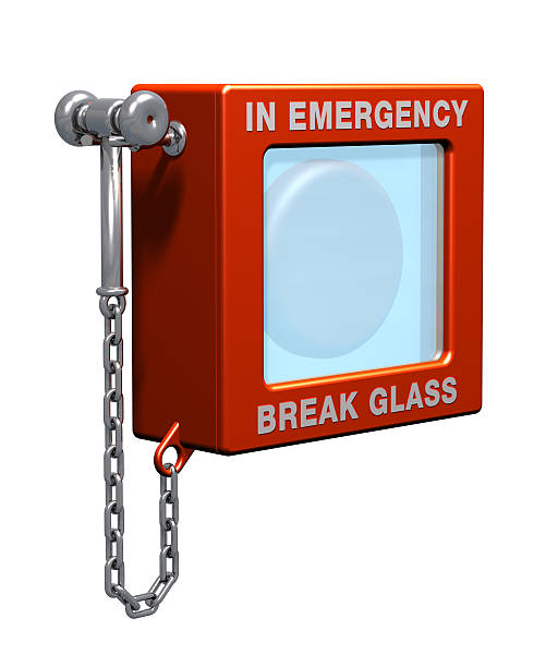 CAD illustration of fire alarm and hammer stock photo