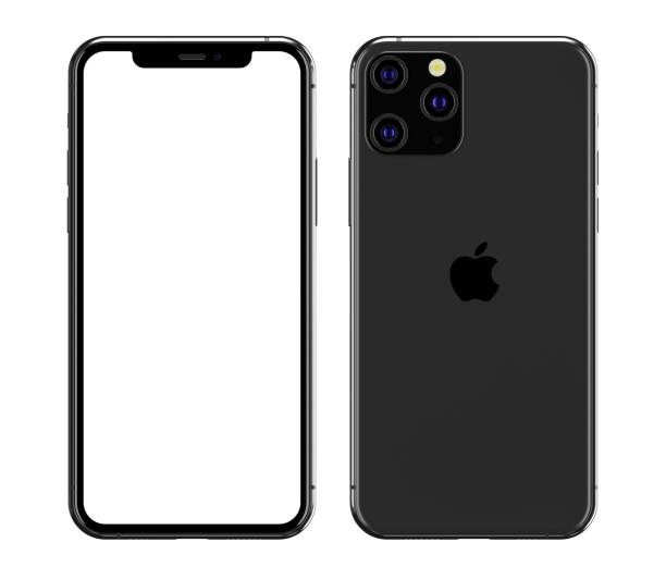 illustration of the iPhone 11 Pro blank screen illustration of the iPhone 11 Pro - front and back view iphone mockup stock pictures, royalty-free photos & images