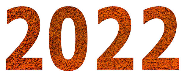 Illustration on 2022 new year theme. orange numbers on a white background stock photo