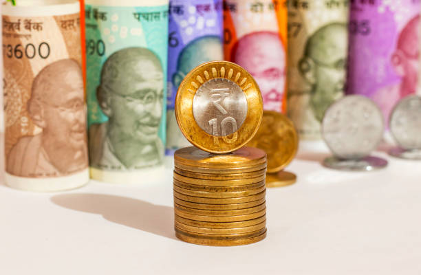 Image of indian currency notes and coins Image of indian currency notes and coins INDIA CURRENCY  stock pictures, royalty-free photos & images