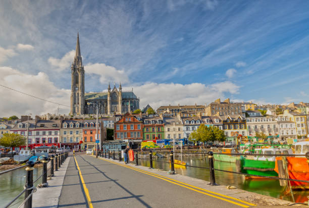 Impression of the St. Colman's Cathedral in Cobh near Cork, Ireland stock photo