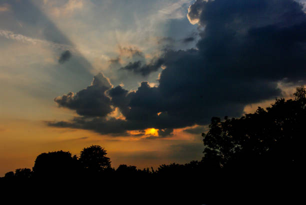 Impressive sunset cloud sky stock photo