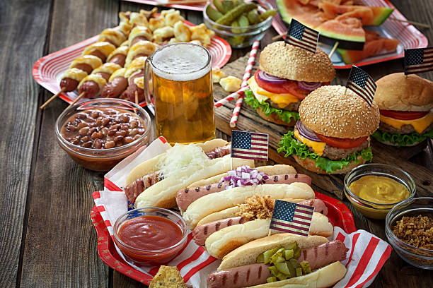 Independence Day 4th of July - Picnic Table stock photo