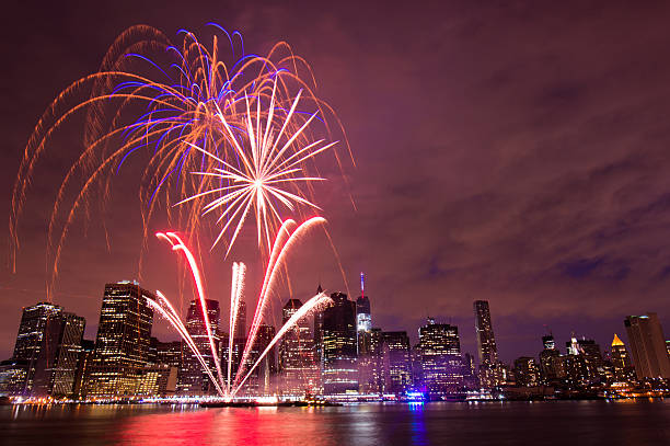 Independence Day Fireworks, New York City stock photo