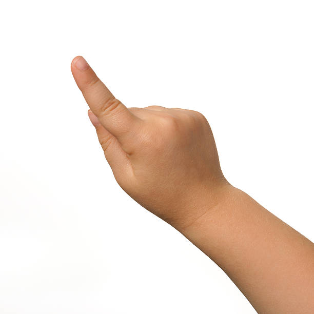 Index of a child's right hand on white background stock photo