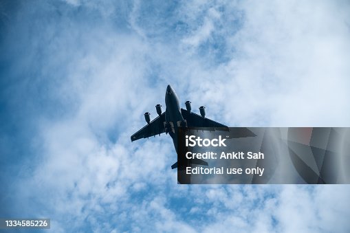 istock Indian Air force Boeing C-17 Globemaster III military transport aircraft Flying in the sky. 1334585226