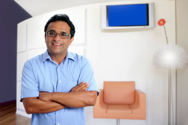 Indian latin business man modern office interior stock photo