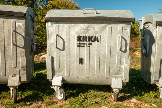 Industrial Garbage Bin (Gradatin) in Krka National Park, Croatia stock photo