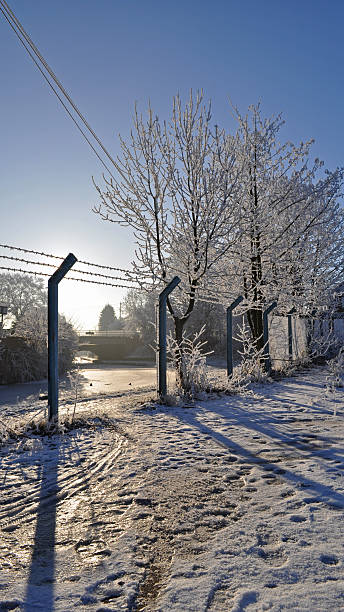 Industrial Jack Frost Taken in Brierley Hill in the Black Country next to the canal the snow has melted and re frozen with a light frosting normalisaverage stock pictures, royalty-free photos & images
