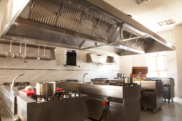 industrial kitchen at restaurant industrial kitchen at restaurant commercial kitchen stock pictures, royalty-free photos & images