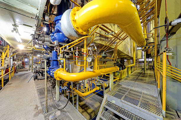 industrial plant Chemical industry plant with pipes and valves ammonia stock pictures, royalty-free photos & images