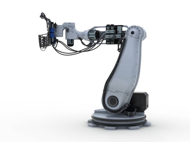 промышленный робот на белом фоне - robot hand white background стоковые фото и изображения
