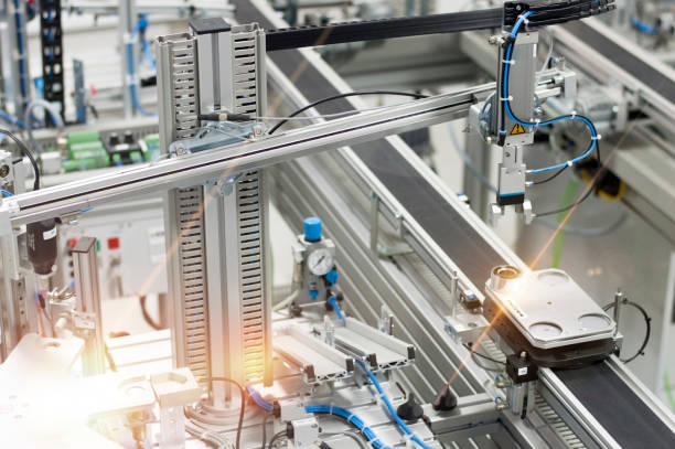 Industry 4.0 smart factory concept; artificial intelligence in production stock photo