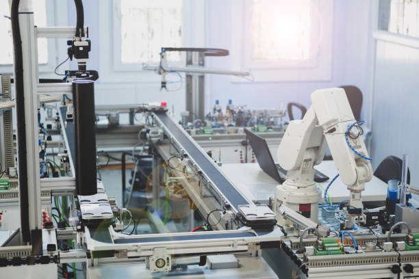 Industry 4.0 smart factory concept; artificial intelligence in production. stock photo