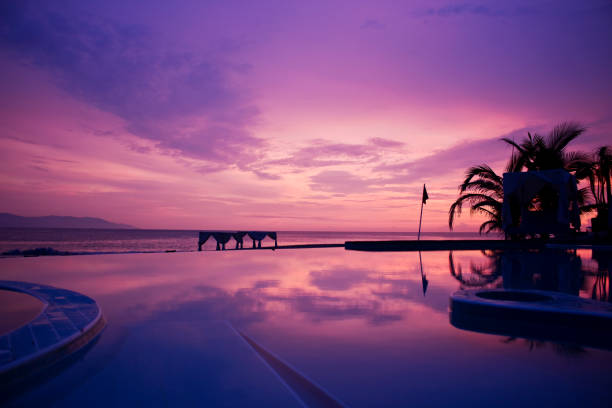 Infinity Pool at Sunset stock photo