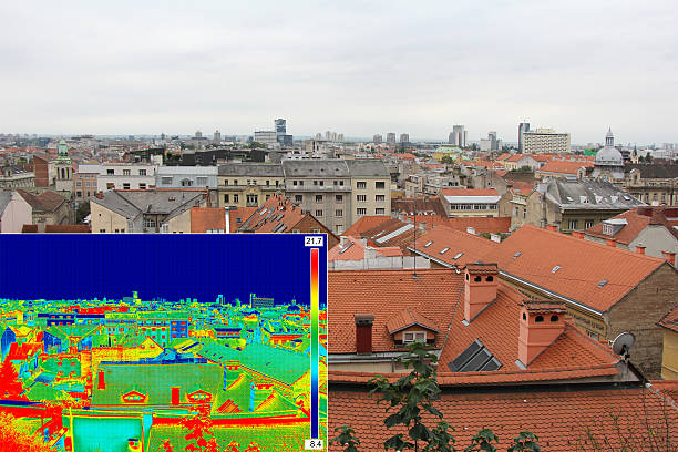 infrarossi e reale immagine panoramica di zagabria - fotografia immagine foto e immagini stock