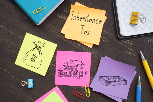 Inheritance tax is shown on the photo using the text stock photo