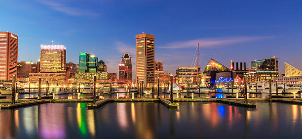 Inner Harbor Baltimore Maryland at night Inner Harbor Baltimore Maryland at night baltimore maryland stock pictures, royalty-free photos & images