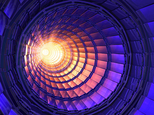 Inside a collider with a bright light at the end Inside the collider or tunnel large hadron collider stock pictures, royalty-free photos & images