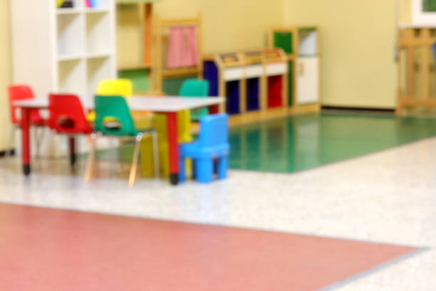 inside a kindergarten intentionally out of focus stock photo
