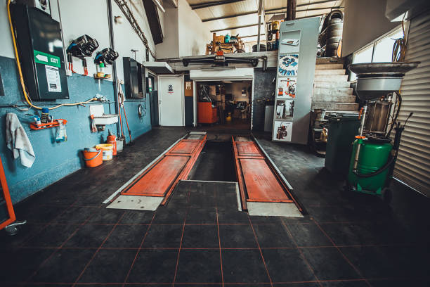 Inside of modern auto repair shop  garage floor stock pictures, royalty-free photos & images
