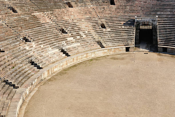 Inside the Colosseum, Verona stock photo
