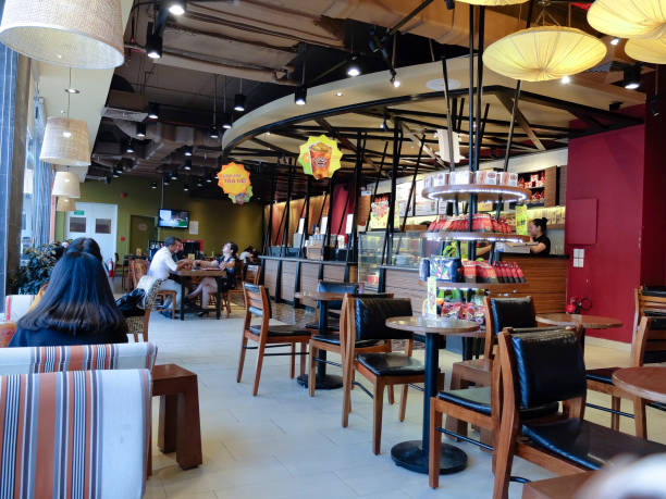 Inside the Highlands Coffee Shop in Ho Chi Minh City stock photo
