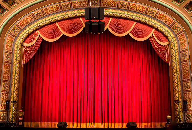 Inside the Theatre red curtain on stage musical theater stock pictures, royalty-free photos & images