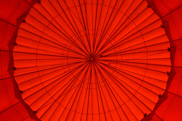 inside top view of a hot air balloon stock photo