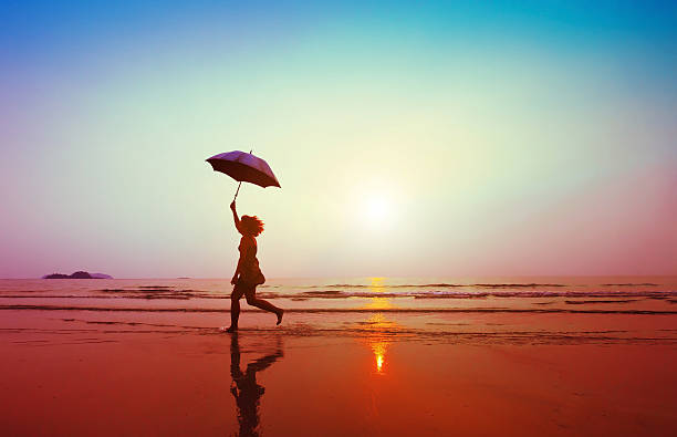 inspiration - rain woman sun stockfoto's en -beelden