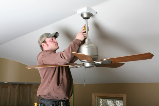 Installing Ceiling Fan Stock Photo - Download Image Now - iStock