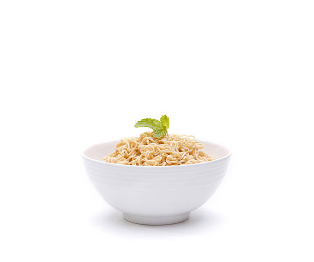 Instant noodle in a bowl isolated stock photo
