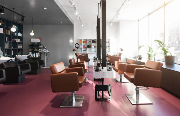 Interior beauty salon, place for makeup artist, hairdresser Interior beauty salon, place for makeup artist, hairdresser, pink color design beauty spa stock pictures, royalty-free photos & images