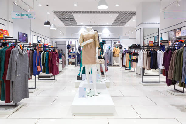 Interior of clothing store. stock photo
