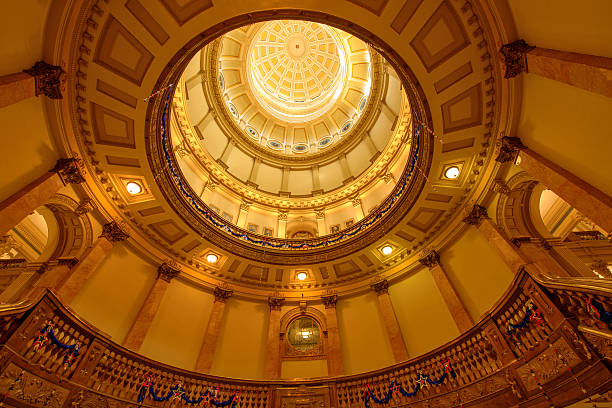 Interior of Gold Dome of Colorado State Capitol Building stock photo