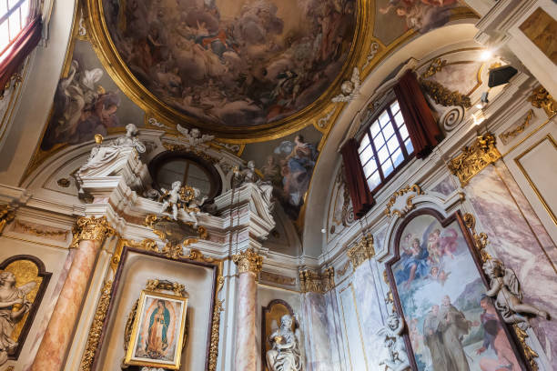 Interior of Ognissanti or Church of All Saints, located in central Florence, Italy Florence, Italy – April 09, 2017: Interior of Ognissanti or Church of All Saints,  Botticelli is buried in this church botticelli stock pictures, royalty-free photos & images