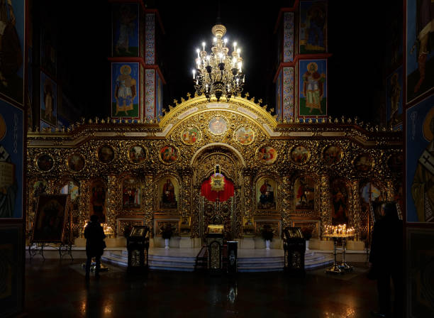 Interior of St. Michael's Golden-Domed Monastery in Kyiv Ukraine stock photo