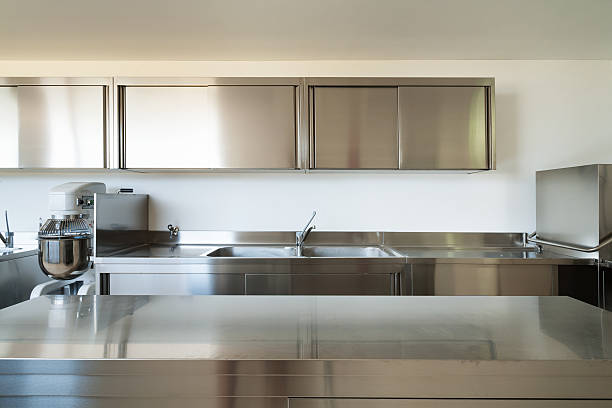 interior, professional kitchen - rostfritt stål bildbanksfoton och bilder