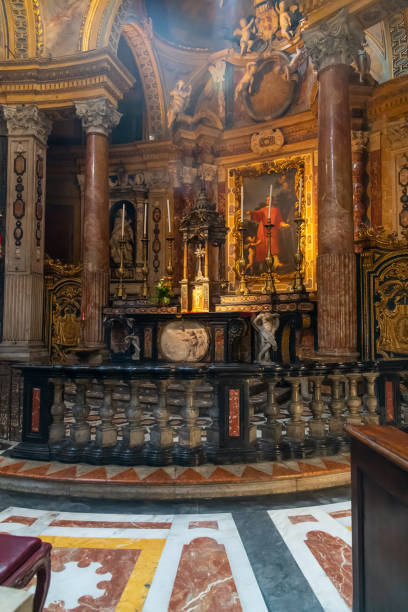 Interior View of Cappella della Sacra Sindone, Piedmont, Turin, Italy stock photo