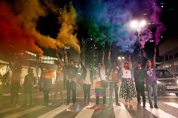international gay pride day - gay demonstration stockfoto's en -beelden