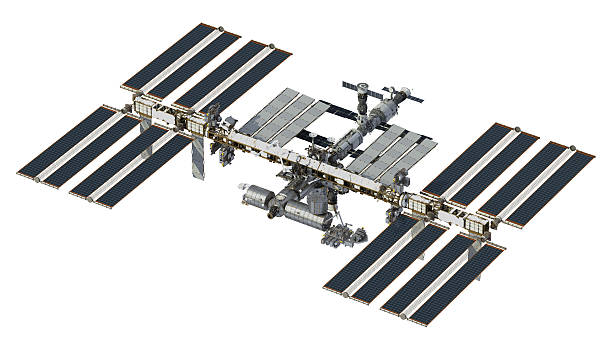 International Space Station On White Background International Space Station On White Background. 3D Illustration. international space station stock pictures, royalty-free photos & images