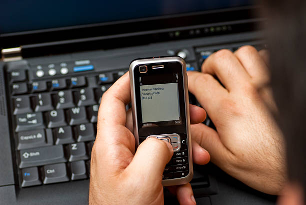 Internet Banking Security Code delivered by SMS stock photo