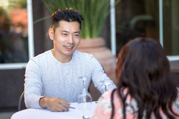 Interracial Date with Handsome Asian Man stock photo