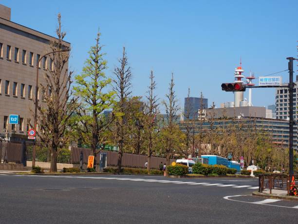 intersection in front of prime minister's house Chiyoda Tokyo/Japan-Apr13,2019:intersection in front of prime minister's house japanese prime minister's official residence stock pictures, royalty-free photos & images