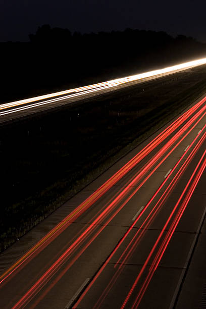 Interstate Highway at night stock photo