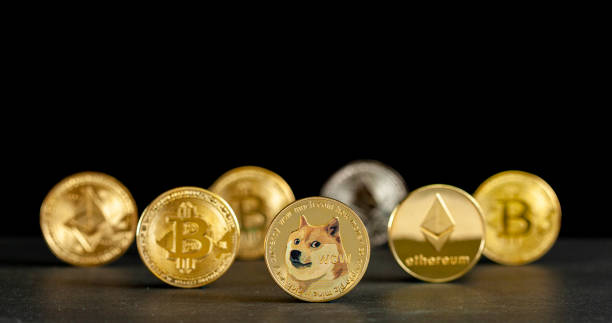investing in cryptocurrency concept image featuring dogecoin stock photo