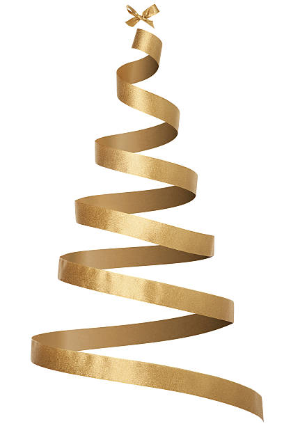 Invisible Christmas Tree with Gold Ribbon stock photo