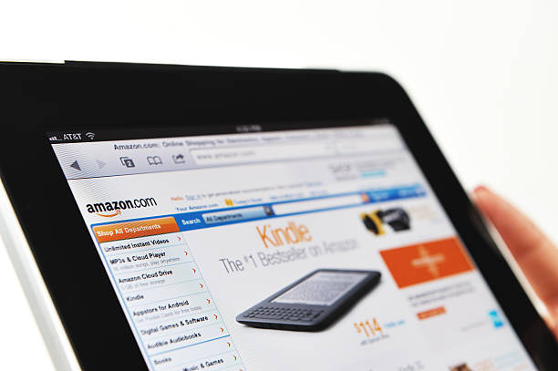 iPad Displaying Amazon.com Web Site stock photo
